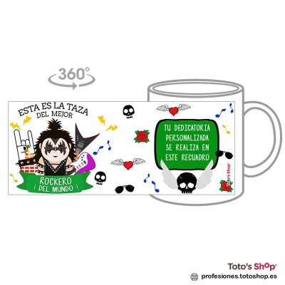 Taza personalizada con tu dedicatoria para el mejor ROCKERO.