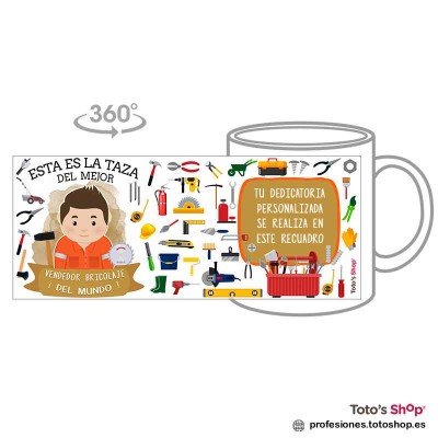 Taza personalizada con tu dedicatoria para el mejor VENDEDOR DE BRICOLAJE.