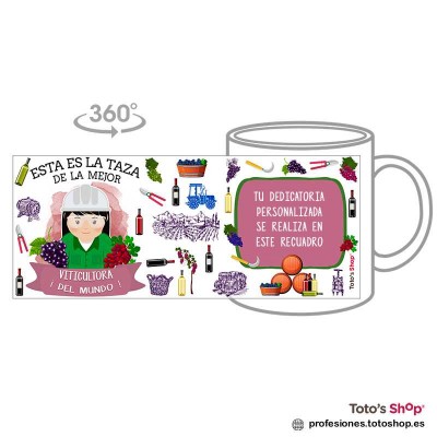 Taza personalizada con tu dedicatoria para la mejor VITICULTORA.