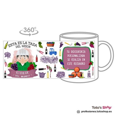 Taza personalizada con tu dedicatoria para el mejor VITICULTOR.