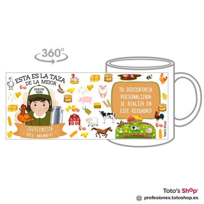 Taza personalizada con tu dedicatoria para la mejor ZOOTECNISTA.