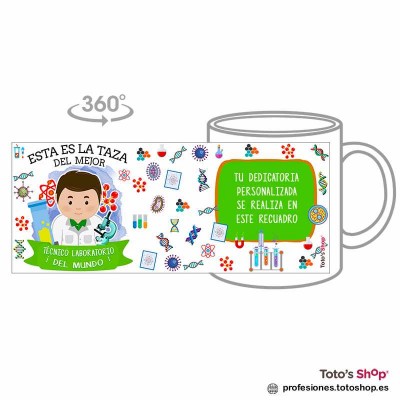 Taza personalizada con tu dedicatoria para el mejor TÉCNICO DE LABORATORIO.