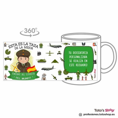 Taza personalizada con tu dedicatoria para la mejor TENIENTE DEL EJÉRCITO.