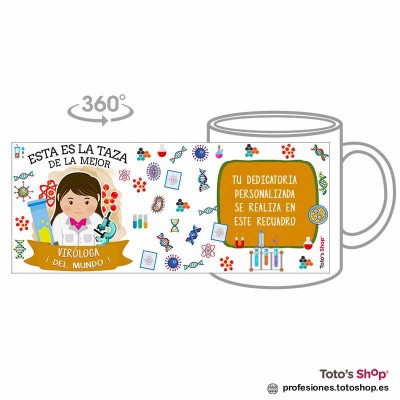 Taza personalizada con tu dedicatoria para la mejor VIRÓLOGA.